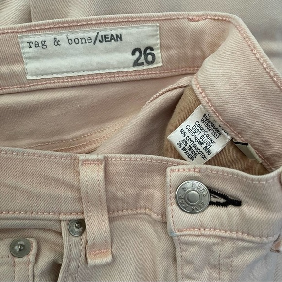 Rag & Bone The Skinny Stretch Denim Jeans in Distressed Blush 26 - Picture 8 of 8
